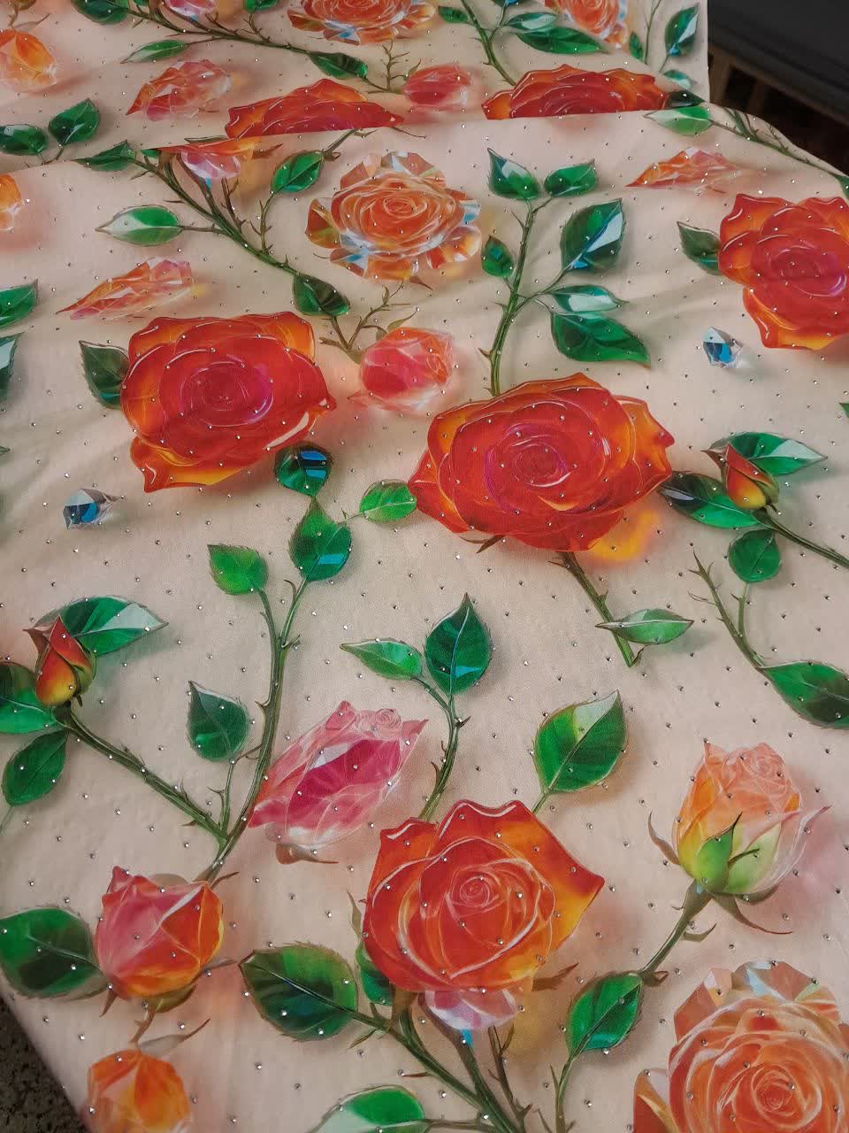 پارچه نخی نگین دار پنج بعدی لخت وخنک /قواره