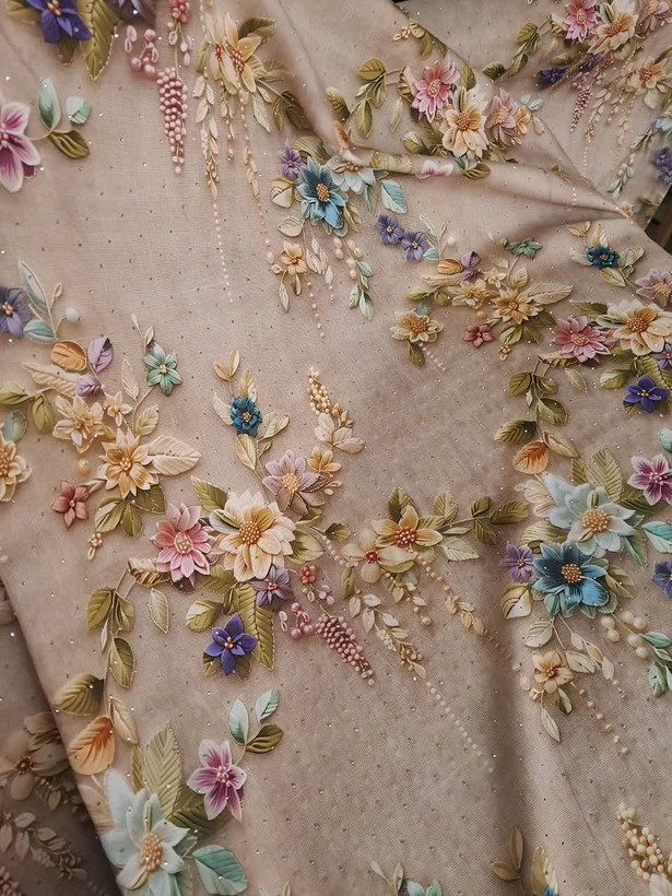پارچه نخی نگین دار پنج بعدی لخت وخنک /قواره